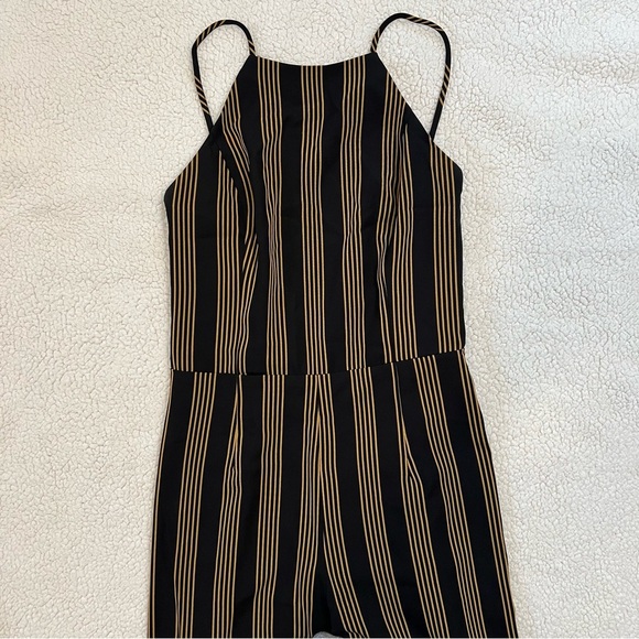 Dynamite High Neck Low Back Stripped Jumpsuit - Picture 3 of 10